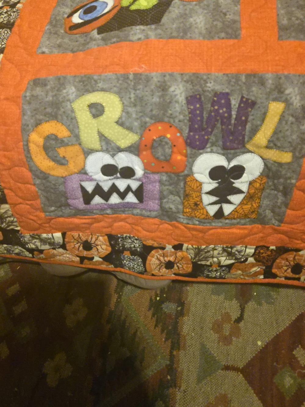 Contemporary Fall, Halloween Embroidered  Quilt